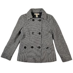 VTG Beau Monde Women's Black White Double Breasted Peacoat Size S
